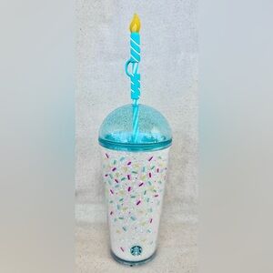 NWT Starbucks 2025 Glitter Dome with Birthday Candle Straw Topper 16 oz Tumbler